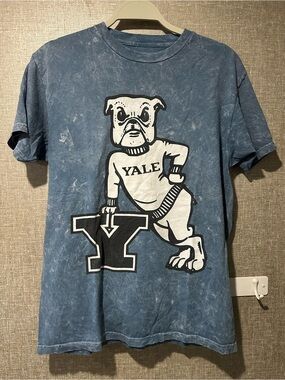 Yale Blue tie-dye Bulldog Logo Tee